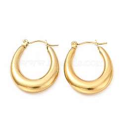 Ion Plating(IP) 304 Stainless Steel Chunky Oval Hoop Earrings for Women, Golden, 26x20x4mm, Pin: 0.7mm(X-EJEW-F283-08G)