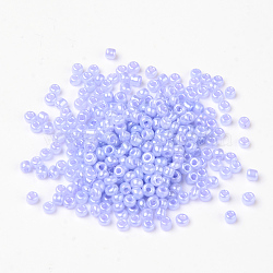 Glass Seed Beads, Ceylon, Round, Lilac, 4mm, Hole: 1.5mm, about 1000pcs/100g(X1-SEED-A011-4mm-146)