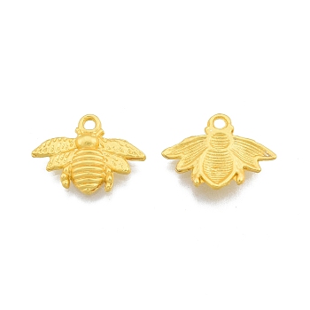 Alloy Pendants, Bee Charms, Matte Gold Color, 16x21x3mm, Hole: 2mm