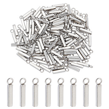 200Pcs 304 Stainless Steel Pendants, Cuboid, Stainless Steel Color, 13x3x2mm, Hole: 1.8mm