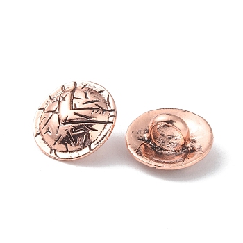 Alloy Shank Buttons, 1-Hole, Half Round with Shield Pattern, Antique Rose Gold, 17x9.5mm, Hole: 5.5mm