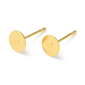 Stud Earring Settings, Brass Head and Stainless Steel Pin, Lead Free, Cadmium Free and Nickel Free, Golden, Tray: 6mm, 12mm, Pin: 0.7mm