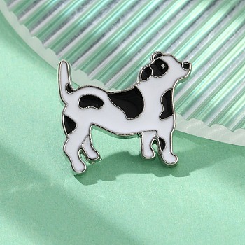 Puppy Dog Enamel Pins, Golden Alloy Brooches for Backpack Clothes, White, 23x26.5mm