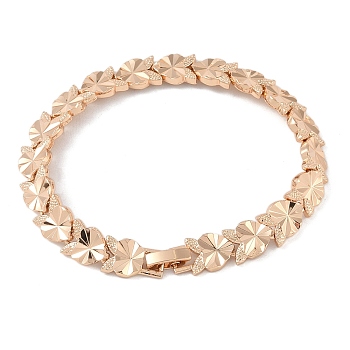 Brass Link Chain Bracelets for Women Men, Light Gold, Heart, 7-3/8 inch(18.8cm), Link: 11x9x3mm