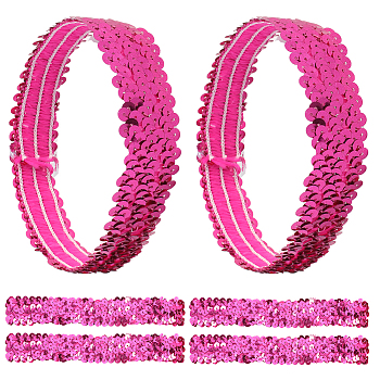 Wide Stretch Sparkling Headband, Elastic Sequin Headband, Hair Accessories for Girls, Deep Pink, 205~210x25~27x1.5~3.5mm