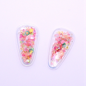 Plastic with Resin and Polymer Clay Accessories, DIY for Bobby pin Accessories, Oval with Fruit, Mixed Color, 55x29x5mm