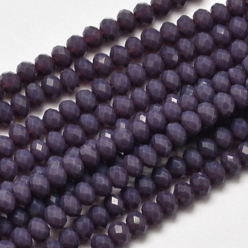Faceted Rondelle Glass Beads Strands, Dark Slate Blue, 3.5x2mm, Hole: 0.5mm, about 148pcs/strand, 14.9 inch