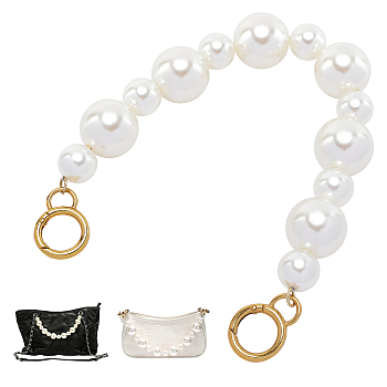 Acrylic Imitation Pearl Bag Strap, with Alloy Lobster Clasps, for Bag Straps Replacement Accessories, Golden, 39.7cm, 1pc/box