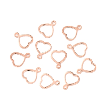 304 Stainless Steel Charms, Stamping Blank Tag, Heart, Rose Gold, 11x8.7x1mm, Hole: 1mm