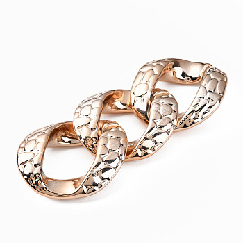 UV Plating Acrylic Linking Rings, Quick Link Connectors, for Curb Chains Jewelry Making, Twist Oval, Rose Gold, 48x42x14mm, Inner Diameter: 30x23mm