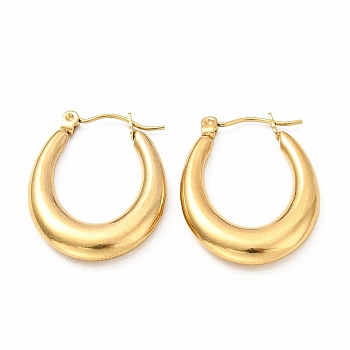 Ion Plating(IP) 304 Stainless Steel Chunky Oval Hoop Earrings for Women, Golden, 26x20x4mm, Pin: 0.7mm