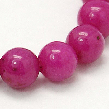 Natural Mashan Jade Round Beads Strands, Dyed, Medium Violet Red, 4mm, Hole: 1mm, about 98pcs/strand, 15.7 inch