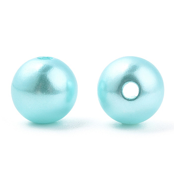 Spray Painted ABS Plastic Imitation Pearl Beads, Round, Cyan, 10x9.5mm, Hole: 2mm, about 1040 pcs/500g