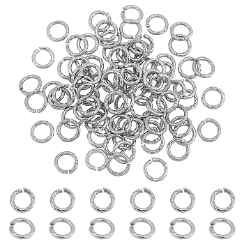 100Pcs 304 Stainless Steel Textured Jump Rings, Open Jump Rings, Round Ring, Stainless Steel Color, 16 Gauge, 7x1.2mm, Inner Diameter: 4.5mm
