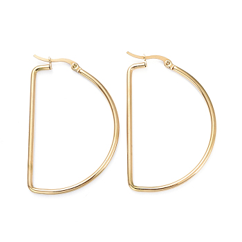 201 Stainless Steel Hoop Earrings, with 304 Stainless Steel Pins, Alphabet, Letter D, Golden, 46.5x30.5x2mm, 12 Gauge, Pin: 1x0.7mm