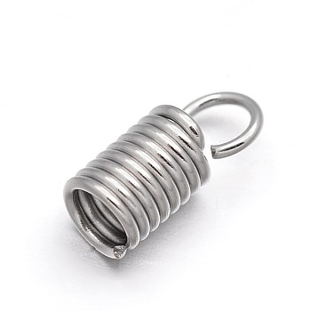 304 Stainless Steel Coil Cord Ends, Stainless Steel Color, 11x4.5mm, Hole: 3mm