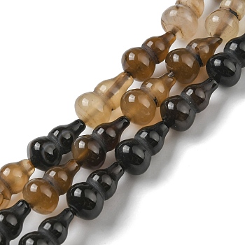 Natural Agate Beads Strands, Dyed, Gourd, Black, 17.5~18.5x9.5~10mm, Hole: 1.2mm, about 23~24pcs/strand, 16.14~16.34 inch(41~41.5cm)