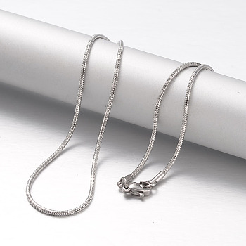 Non-Tarnish 304 Stainless Steel Snake Chain Necklaces, with Lobster Claw Clasps, Stainless Steel Color, 17.7 inch(45cm), 1.5mm