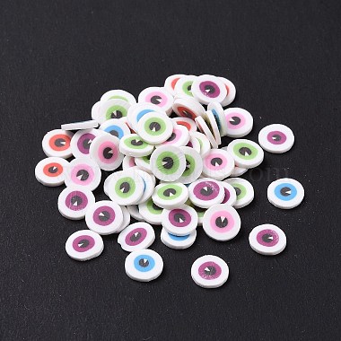 Colorful Flat Round Polymer Clay Cabochons