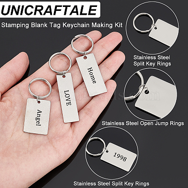 Kit de fabrication de porte-clés d'étiquette vierge d'estampage de bricolage unicraftale(STAS-UN0039-58)-3