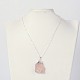 Bisel natural de piedras preciosas en bruto en bruto rosa collares pendientes de cuarzo(NJEW-JN01110)-5