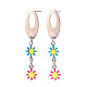 Boucles d'oreilles pendantes longues ovales en émail fleuri(EJEW-N049-05B)-2