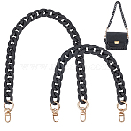 2Pcs 2 Style Acrylic Cable Chain Bag Handles, with Alloy Swivel Clasps, for Bag Strap Replacement Accessories, Black, 40.5~60cm, 1pc/style(AJEW-WR0001-70)