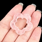 Natural Rose Quartz Hollow Flower Pendants, Plum Blossom Flower Charms, 30mm(PW-WG95796-06)