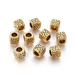 Tibetan Style Spacer Beads, Antique Golden Color, Lead Free & Cadmium Free, Barrel, 9x9x9mm, Hole: 5.5mm(GLF0986Y)