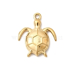 Ocean Theme 304 Stainless Steel Pendants, Real 18K Gold Plated, Ion Plating(IP), Long-Lasting Plated, Tortoise Charm, 13.5x11x2mm, Hole: 1mm(STAS-G389-03G-01)