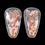 Plastic with Resin and Polymer Clay Accessories, DIY for Bobby pin Accessories, Oval, Orange, 55x29x5mm(RESI-XCP0002-72)