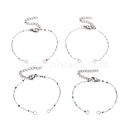 Enamel Bracelet Makings, with Stainless Steel Dapped & Cable Chains, Lobster Claw Clasps & Twisted Chain Extension & Jump Rings, Stainless Steel Color, 5-1/2 inch(14.1cm), Hole: 2.5mm(AJEW-JB00974)