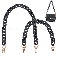 WADORN 2Pcs 2 Style Acrylic Cable Chain Bag Handles, with Alloy Swivel Clasps, for Bag Strap Replacement Accessories, Black, 40.5~60cm, 1pc/style(AJEW-WR0001-70)