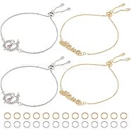 12Pcs 4 Style Half Finished 304 Stainless Steel Cable Chain Bracelets, with Lobster Claw Clasps, Chain Extender & Jump Rings, for Connector Bracelets Making, Golden & Stainless Steel Color, 7-1/8 inch(18cm)~7-1/4 inch(18.5cm), 3pcs/style(AJEW-NB0003-65)