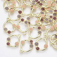 Alloy Enamel Pendants, Ring, Light Gold, Colorful, 22x17x3mm, Hole: 1.6mm(PALLOY-T067-174C)