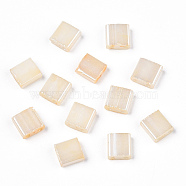 2-Hole Baking Paint Glass Seed Beads, Rectangle, Old Lace, 5x4.5~5.5x2~2.5mm, Hole: 0.5~0.8mm(SEED-S023-17C-16)