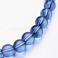 Glass Round Bead Strands, Cornflower Blue, 8mm, Hole: 1mm, about 40pcs/strand, 11 inch(GLAA-I028-8mm-05)