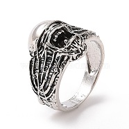 Alloy Skull Finger Ring, Gothic Jewelry for Women, Antique Silver, US Size 7 1/4(17.5mm)(RJEW-H109-02AS)