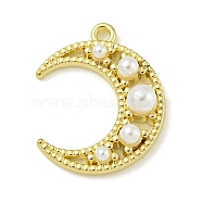 Zinc Alloy Acrylic Pearl Pendants, Golden, Moon, 21x18.5x5.5mm, Hole: 1.6mm(PALLOY-F310-06G-02)