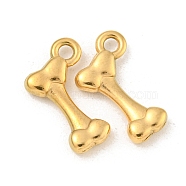 Ion Plating(IP) 304 Stainless Steel Pendants, Dog Bone Charm, Real 18K Gold Plated, 15x9.5x2.5mm, Hole: 1.8mm(STAS-N103-151G)