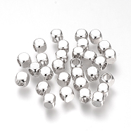 Brass Spacer Beads, Cube, Nickel Free, Real Platinum Plated, 4x4x4mm, Hole: 2.5mm(X-KK-T016-12P)