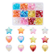 Beadthoven 480Pcs 12 Style Eco-Friendly Transparent Acrylic Beads, Heart & Star, Mixed Color, 8x8x3mm, Hole: 1.5mm(TACR-BT0001-05)