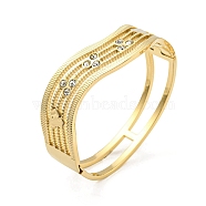 304 Stainless Steel Pave Crystal Rhinestone Hollow Out Hinged Bangles for Women, Golden, 1/2~7/8 inch(1.15~2.3cm), Inner Diameter: 2-3/8x1-7/8 inch(5.95x4.9cm)(BJEW-D044-06A-01G)