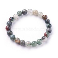 Natural African Bloodstone Stretch Bracelets, Round, 2 inch~2-1/8 inch(5.2~5.5cm), Beads: 8~9mm(BJEW-F380-01-B01)