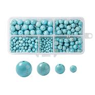 340Pcs 4 Sizes Natural Howlite Beads, Dyed & Heated, Round, 4mm/6mm/8mm/10mm, Hole: 1mm(G-LS0001-20)