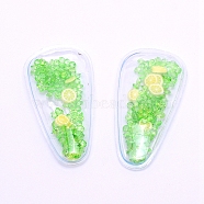 Plastic with Resin and Polymer Clay Accessories, DIY for Bobby pin Accessories, Oval with Lemon, Lime, 55x29x5mm(RESI-CJC0007-32H)