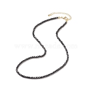 Natural Black Spinel Cube Beaded Necklace for Women, 16.34 inch(41.5cm)(NJEW-JN04111-04)