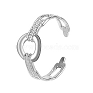 Ring Shape Stainless Steel Open Cuff Rings for Women, Stainless Steel Color, Inner Diameter: 20mm(WX5290-2)