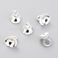 201 Stainless Steel Bead Cap Pendant Bails, for Globe Glass Bubble Cover Pendants, Silver, 6x6mm, Hole: 2.5mm(STAS-G224-24S-04)