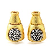 Brass 3 Hole Guru Beads, T-Drilled Beads, Bottle, Antique Silver & Golden, 19x12x12mm, Hole: 2mm(KK-XCP0002-02G)